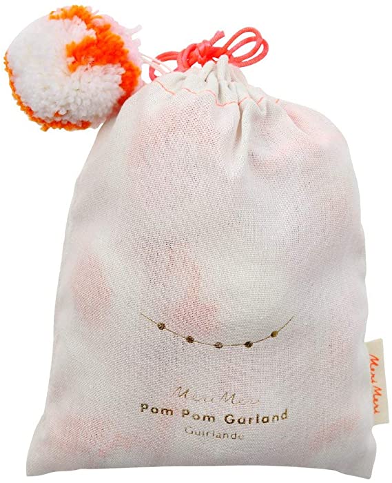 Meri Meri Coral & White Pom-Pom Garland One-Size