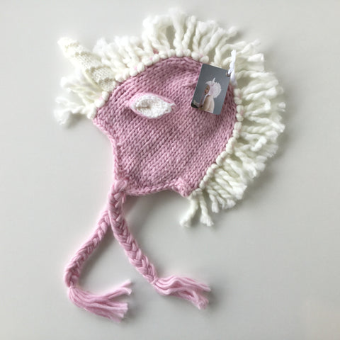 Blueberry Hill Knit Hat Pink Unicorn