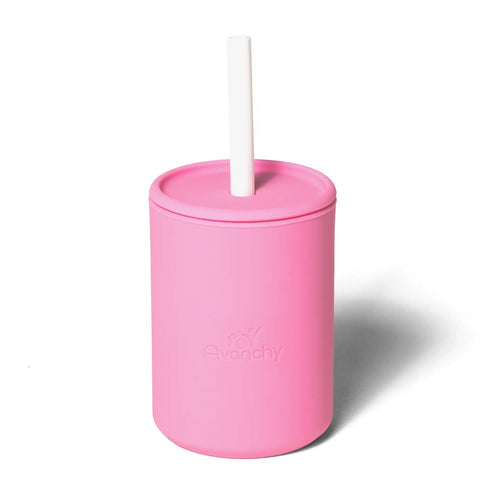Avanchy Mini 6oz. Silicone Baby Cup with Straw - Pink
