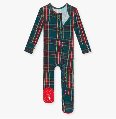 Posh Peanut Tartan Plaid Footie Zippered One Piece