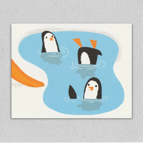 Lisa Jones Studio Card Penguins In Swimming Pool