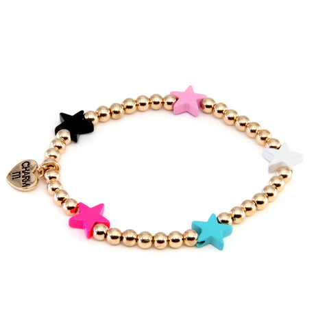 Charm It Gold Bead Multi Star Bracelet