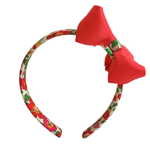 Milledeux Liberty of London X-Over Collection Red Bow Headband