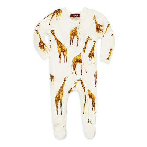 MilkBarn Bamboo Zipper Footie Giraffe