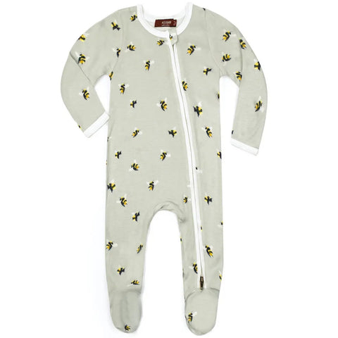 MilkBarn Bamboo Zipper Footie Bumble Bee