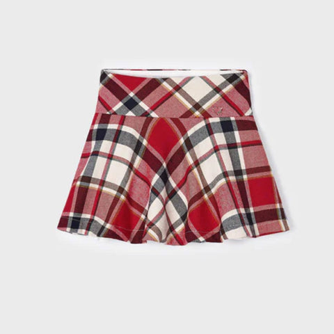 Mayoral Red Black Plaid Woven Skirt 4902