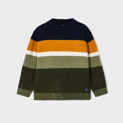 Mayoral Block Sweater Green Grey Orange Navy 4319