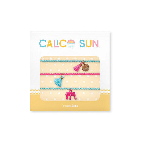 Calico Sun Bracelet Set - Pink and Aqua Elephant