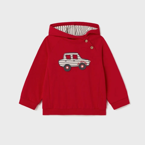 Mayoral Red Car Pullover with Hood