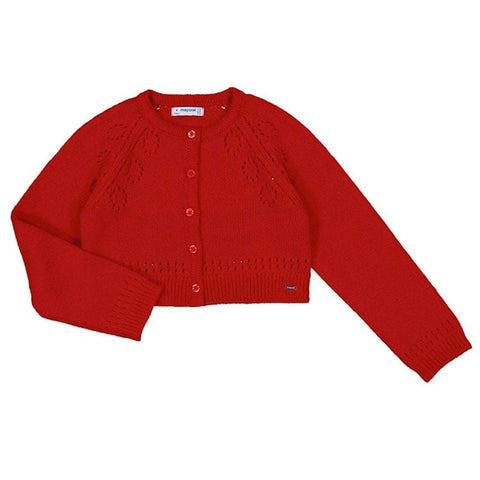 Mayoral Openwork Knit Cardigan Red