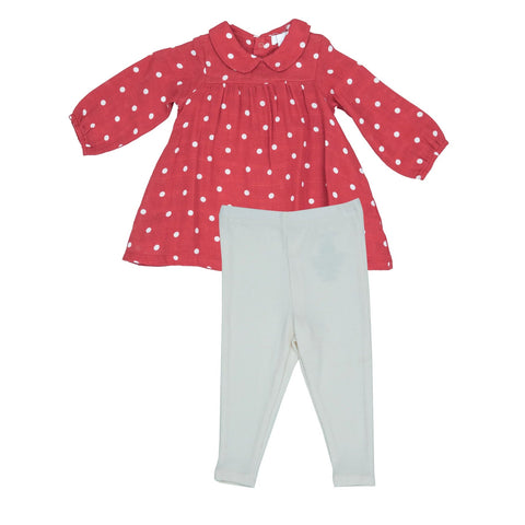 Angel Dear Polka Dot Peter Pan Collar Dress and Leggings