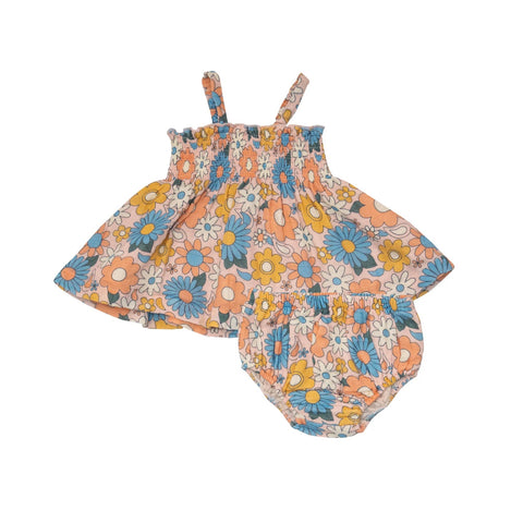 Angel Dear Groovy Daisy Smocked Top and Bloomer Set