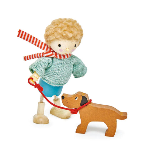 Tender Leaf Toys Wooden Doll Set Mr Goodwood And His Dog