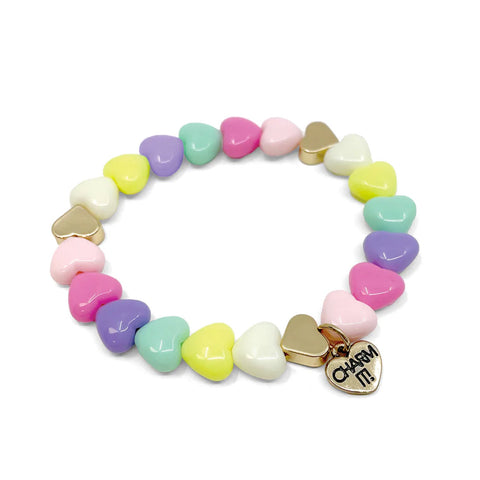 Charm It Gold Pastel Heart Stretch Bracelet