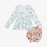Posh Peanut Briella Long Sleeve Basic Peplum Top and Bloomer Set