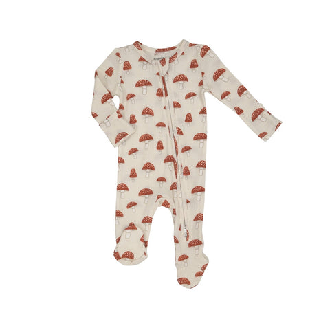 Angel Dear Sketchy Mushrooms Waffle Zipper Footie