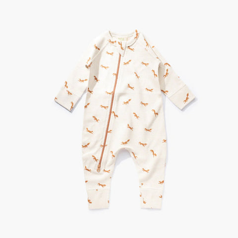 Sapling Waffle Fox Zip Romper