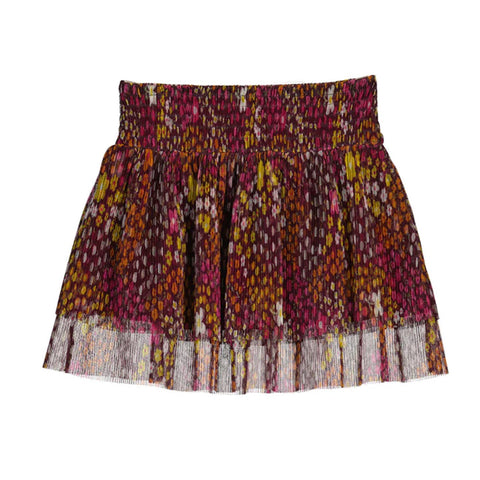 Mayoral Pleated Tulle Skirt Burgundy Floral 4904