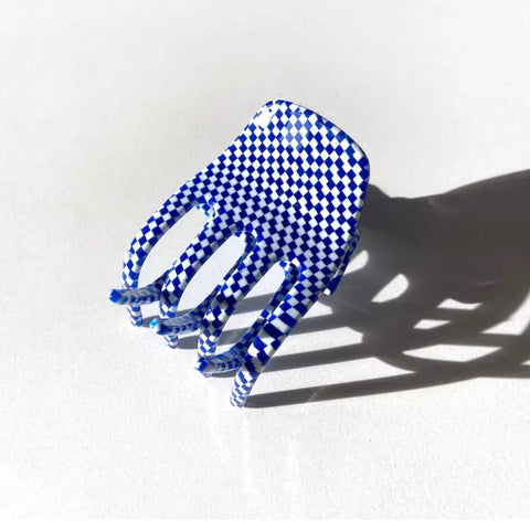 Solar Eclipse Hair Claw Blue Checker