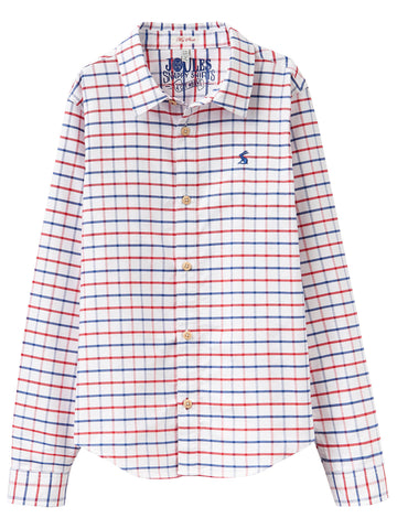 Joules Longsleeve Oxford Buttonup Shirt Red Blue Grid