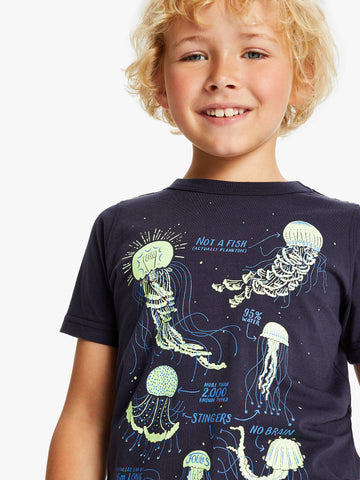 Joules Tee Shirt Navy Glow-in-the-Dark Jellyfish