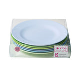 Rice Melamine Plates Set of 6 Blues and Greens