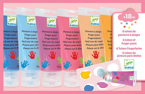 Djeco 6 Tubes of Finger Paint Sweet Colors
