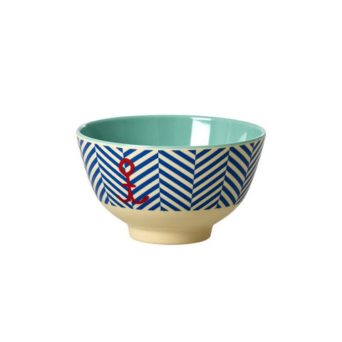 Rice Melamine Bowl Stripes with Anchor