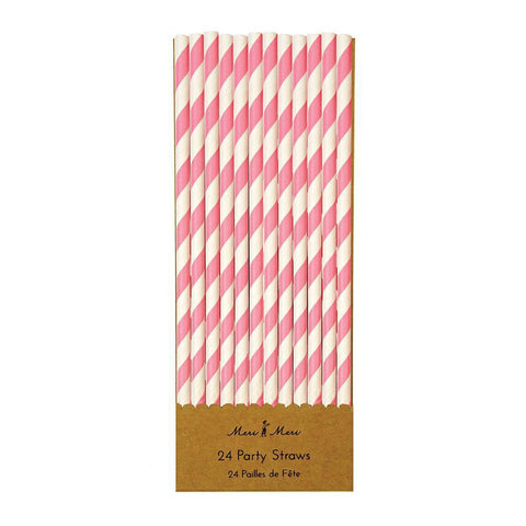 MeriMeri Paper Straws Rose Pink Stripe