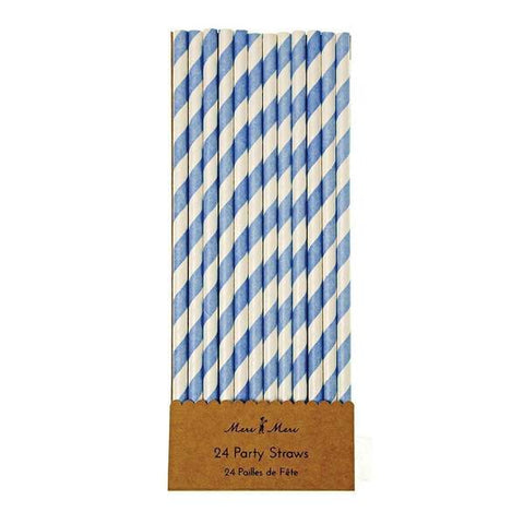 MeriMeri Paper Straws Blue Stripe