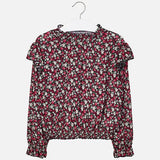 Mayoral Shirt Longsleeve Chiffon Red Floral Blouse