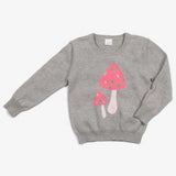 E.G.G. Lexi Cotton Pullover Sweater in Grey Pink Mushrooms