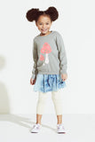 E.G.G. Lexi Cotton Pullover Sweater in Grey Pink Mushrooms