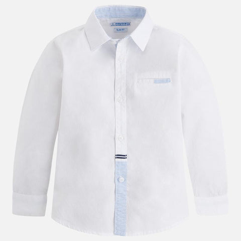 Mayoral Longsleeve Shirt White Buttonup with Blue Accents