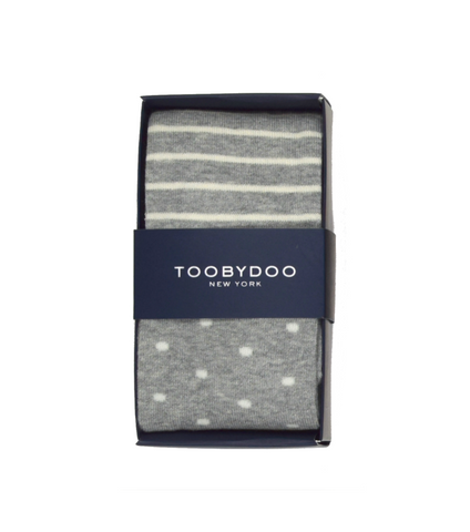 Toobydoo Pair of Knit Pattern Leggings in Grey Dots and Stripes