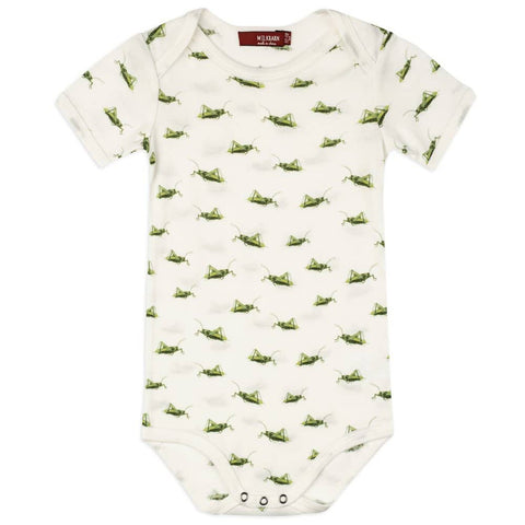 MilkBarn Organic Cotton One Piece Bodysuit Grasshoppers