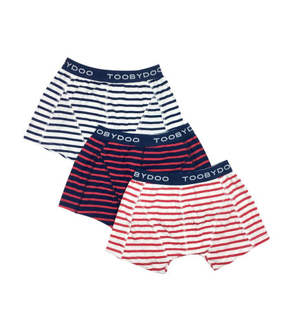 Toobydoo Boxer Briefs Red White Blue Thin Stripes