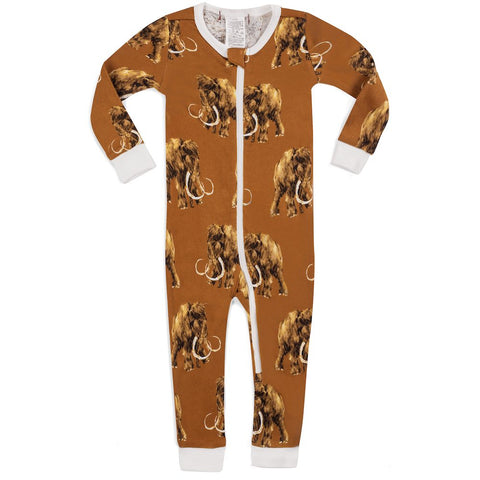 MilkBarn Organic Cotton Footless Zipper Pajama Romper Wooly Mammoth