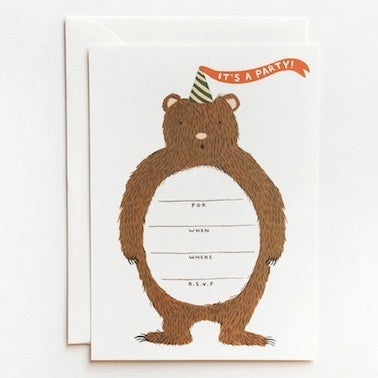 Rifle Paper Co Set of 10 Invitations - Party Bear