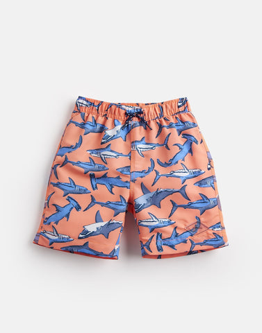 Joules Swim Shorts Orange Blue Sharks