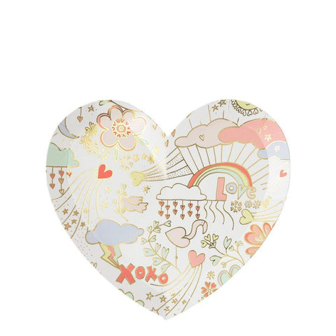 MeriMeri 8 Small Heart Plates Love Doodles