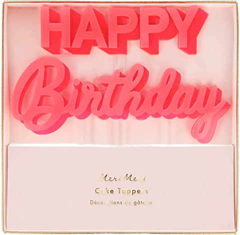 MeriMeri Happy Birthday Pink Acrylic Cake Topper
