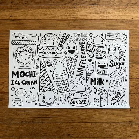 That’s Good Paper Ice Cream Coloring Sheet + Sticker Sheet