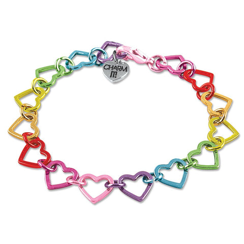 Charm It Rainbow Heart Link Bracelet