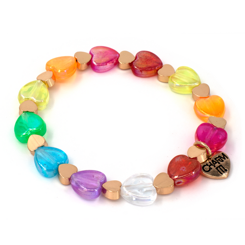 Charm It Rainbow Heart Stretch Bracelet