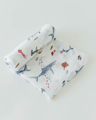 Little Unicorn Cotton Muslin Single Swaddle Shark