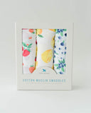 Little Unicorn 3 Piece Cotton Muslin Swaddle Set Berry Lemonade
