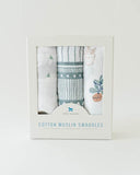 Little Unicorn 3 Piece Cotton Muslin Swaddle Set Bison
