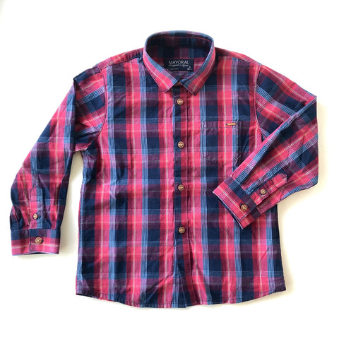 Mayoral Longsleeve Shirt Red Blue Plaid Buttonup