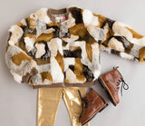 Pink Chicken Bomber Jacket Fur Brown Cream